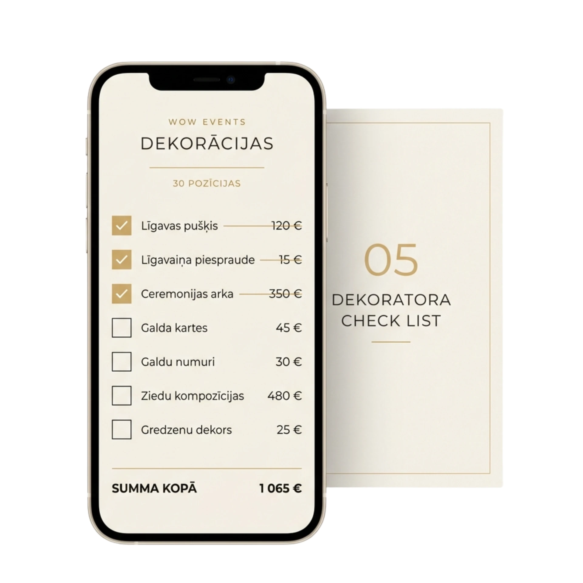Dekorāciju checklist